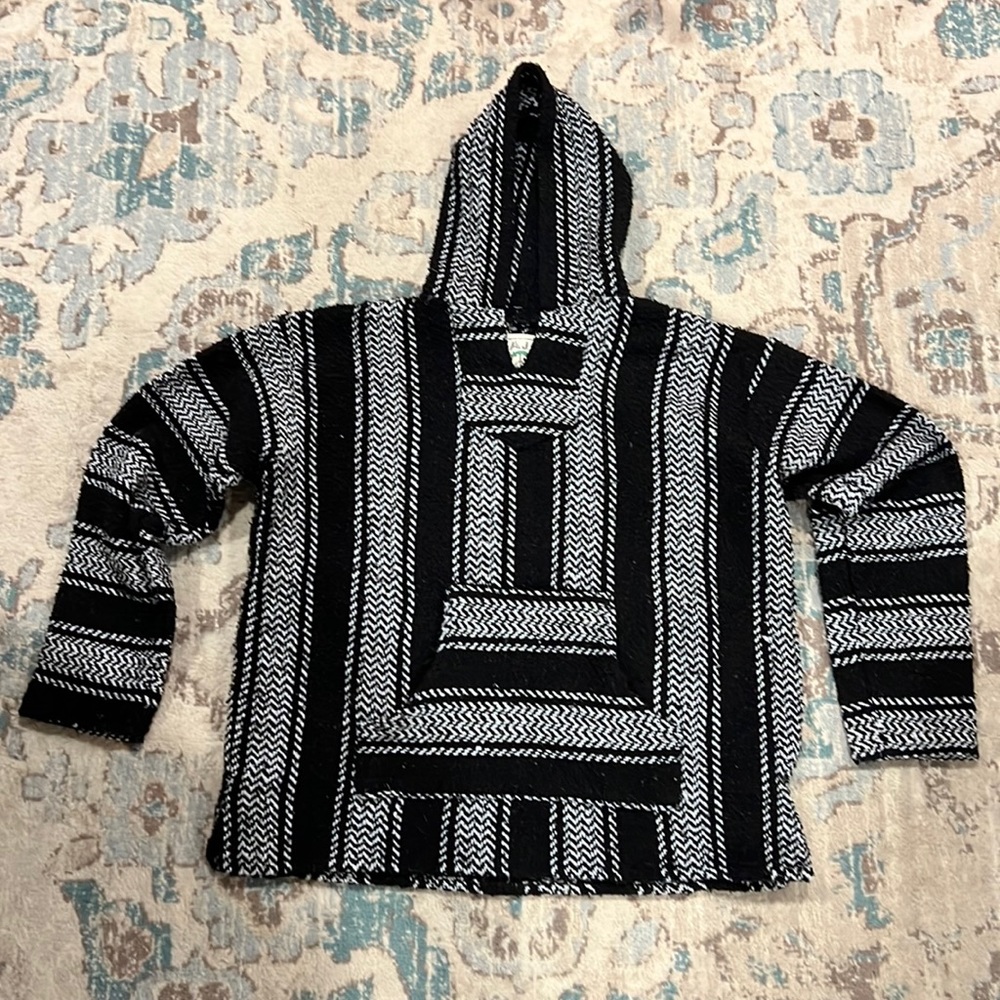 Classic Mexican Baja Hoodie. Woven hoodie with pocket.